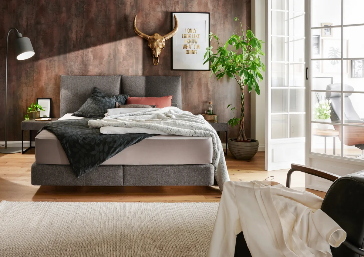 Boxspringbett Alpin - Liegefläche ca. 180x200 cm, Stoff, Anthrazit – Bild 5