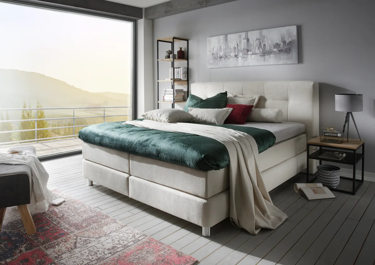 Boxspringbett Alpin - Liegefläche ca. 180x200 cm, Stoff, Graubeige – Bild 5