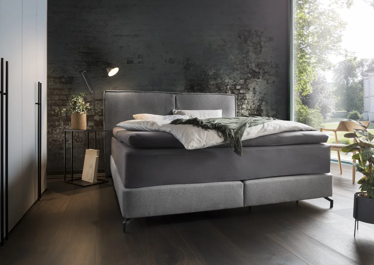 Boxspringbett Alpin - Liegefläche ca. 180x200 cm, Stoff, Grau – Bild 5