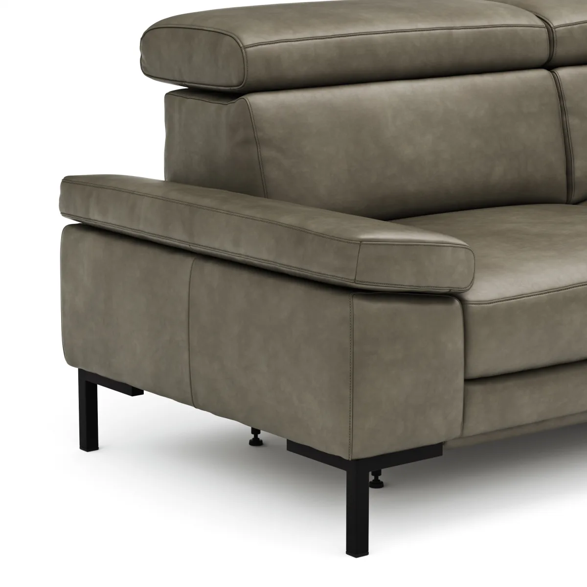 Sofa Hudson - 3-Sitzer, inkl. Relaxfunktion (motorisch) und Kopfteil/Armlehnen verstellbar, Leder, Braungrün – Bild 4