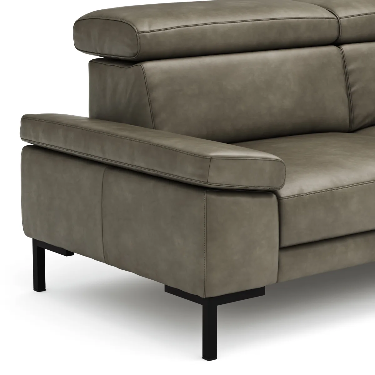 Sofa Hudson - 3-Sitzer, inkl. Kopfteil verstellbar, Leder, Braungrün – Bild 4