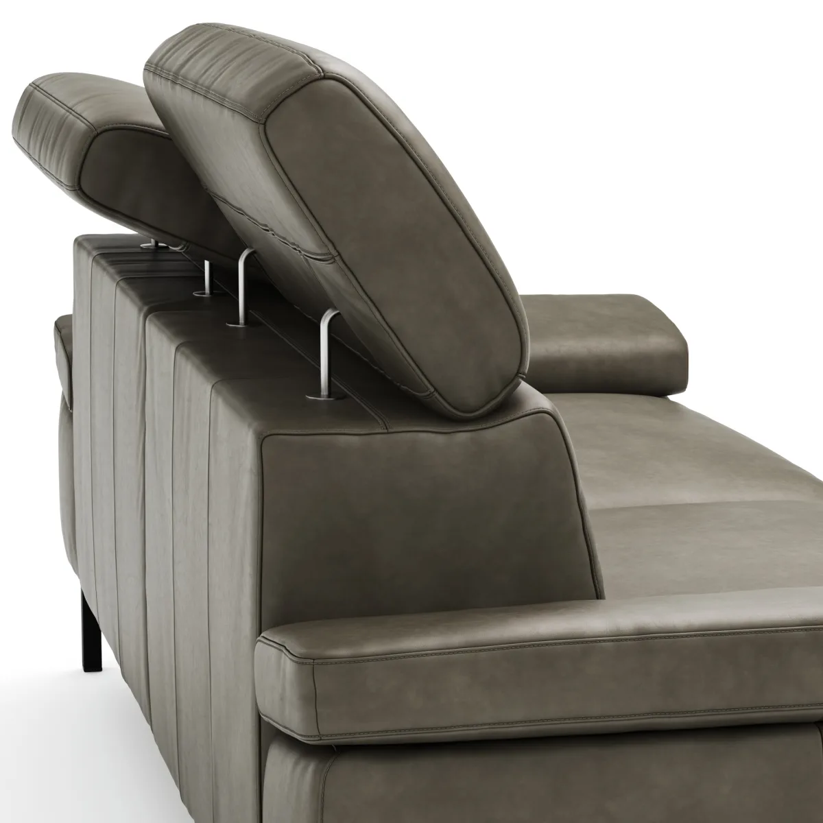 Sofa Hudson - 3-Sitzer, inkl. Kopfteil verstellbar, Leder, Braungrün – Bild 3
