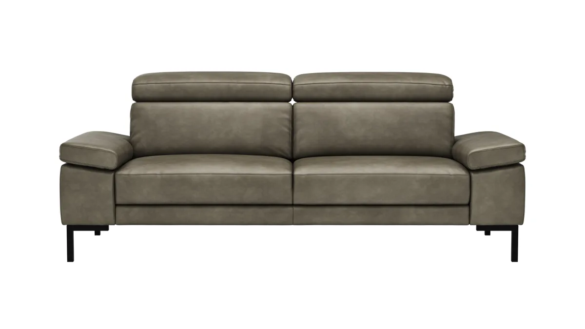 Sofa Hudson - 3-Sitzer, inkl. Kopfteil verstellbar, Leder, Braungrün – Bild 2