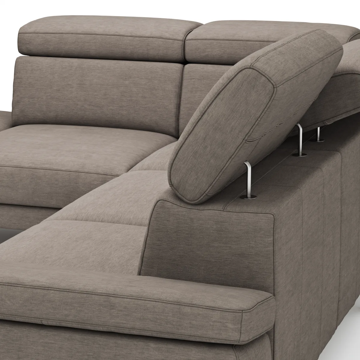 Ecksofa Hudson - Ecke links, 2,5-Sitzer, inkl. Kopfteil verstellbar, Stoff, Khaki – Bild 3
