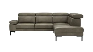 Alternative view of Ecksofa Hudson - 2,5-Sitzer mit Ecke rechts, inkl. Kopfteil verstellbar, Leder, Braungrün