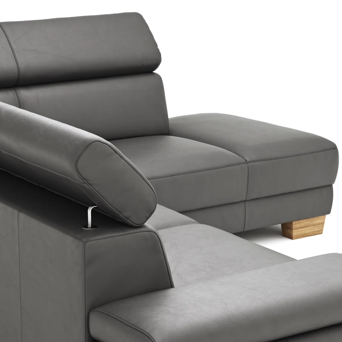 Ecksofa Philadelphia - 2,5-Sitzer, Ecke rechts, Kopfteil verstellbar (manuell), Sitzvorzug (motorisch), Leder, Anthrazit – Bild 4