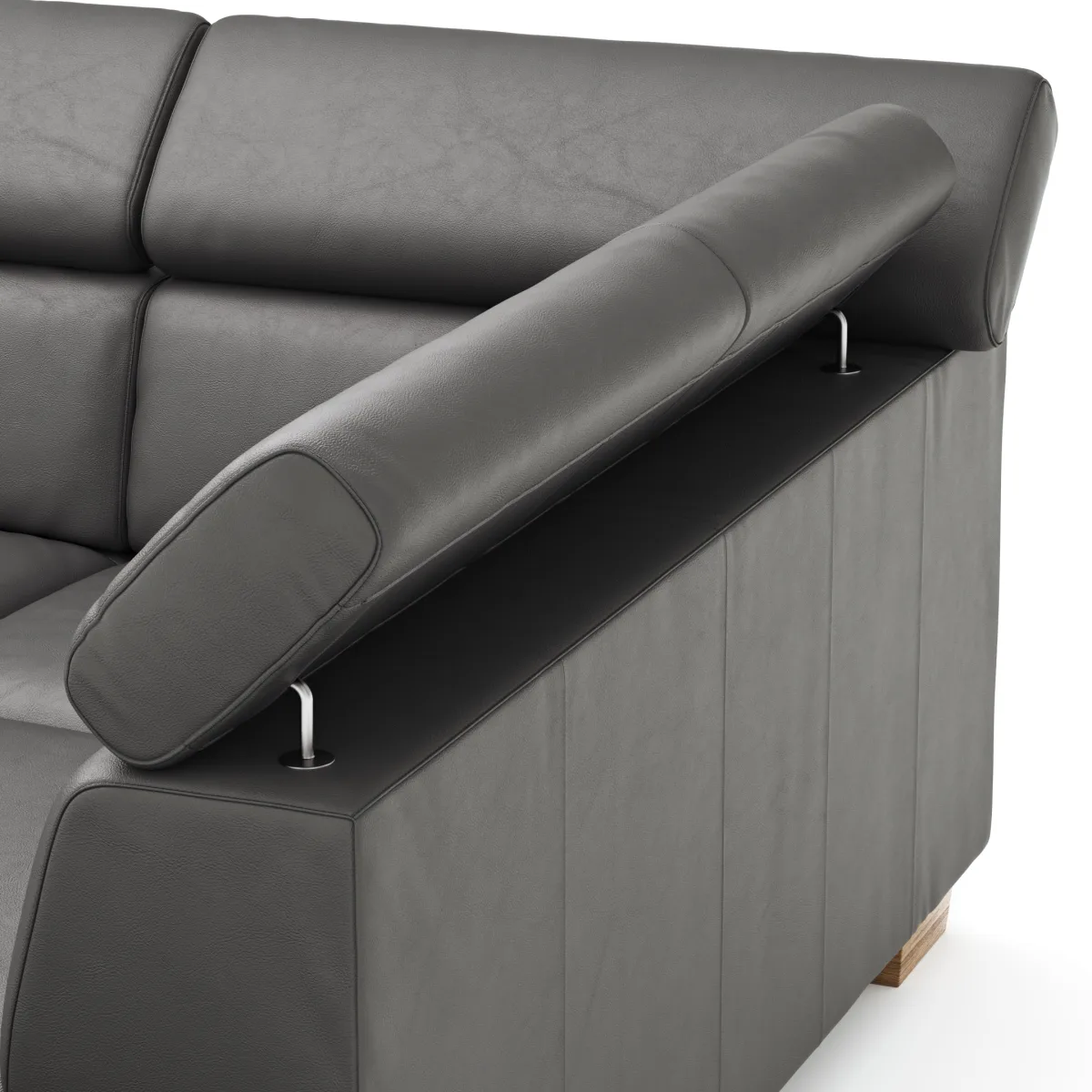Ecksofa Philadelphia - 2,5-Sitzer, Ecke rechts, Kopfteil verstellbar (manuell), Sitzvorzug (motorisch), Leder, Anthrazit – Bild 3