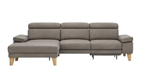 Alternative view of Ecksofa Hudson - Longchair links mit 2,5-Sitzer, inkl. Kopfteil/Armlehne verstellbar und Relaxfunktion (motorisch), Stoff, Steingrau