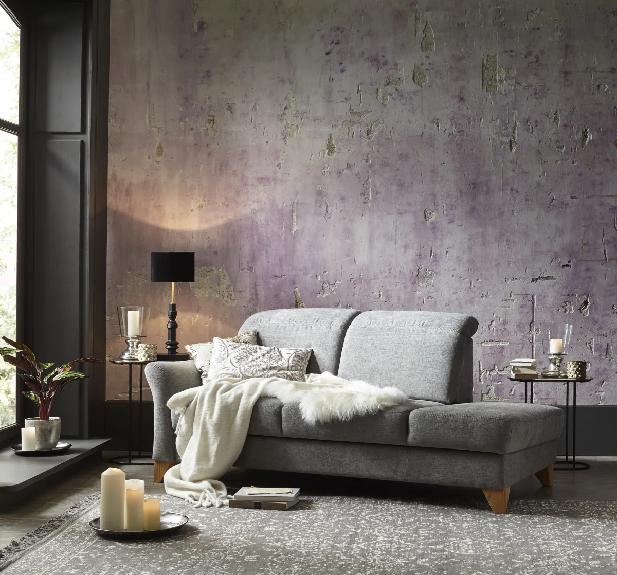 Sofa Canterbury - Recamiere links, Stoff, Silbergrau – Bild 5