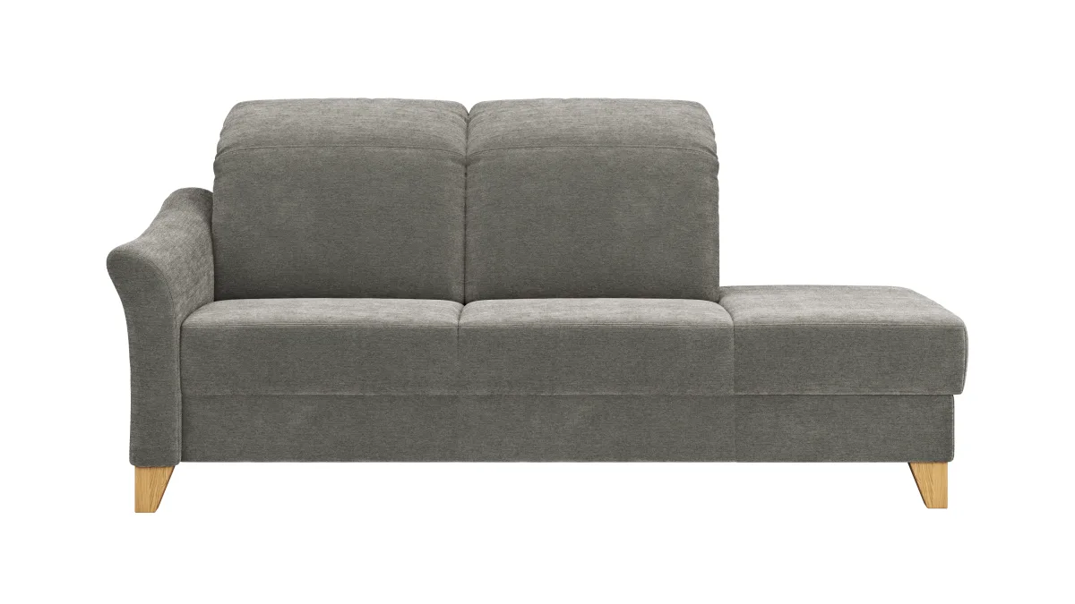 Sofa Canterbury - Recamiere links, inkl. Sitzvorzug (motorisch), Stoff, Silbergrau