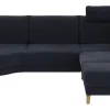 Sofa Stamford - 3,5-Sitzer, Bogen links mit Ecksofa 2-sitzig und Abschlusshocker Rechts, inkl. Armlehne verstellbar und Kopfstütze, Stoff, Dunkelblau – Bild 2