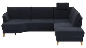 Alternative view of Sofa Stamford - 3,5-Sitzer, Bogen links mit Ecksofa 2-sitzig und Abschlusshocker Rechts, inkl. Armlehne verstellbar und Kopfstütze, Stoff, Dunkelblau