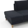Sofa Stamford - inkl. Armlehne verstellbar und Kopfstütze, Ecksofa 2-sitzig und Abschlusshocker links mit 3,5-Sitzer, Bogen rechts, Stoff, Dunkelblau – Bild 3