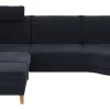 Sofa Stamford - inkl. Armlehne verstellbar und Kopfstütze, Ecksofa 2-sitzig und Abschlusshocker links mit 3,5-Sitzer, Bogen rechts, Stoff, Dunkelblau – Bild 2