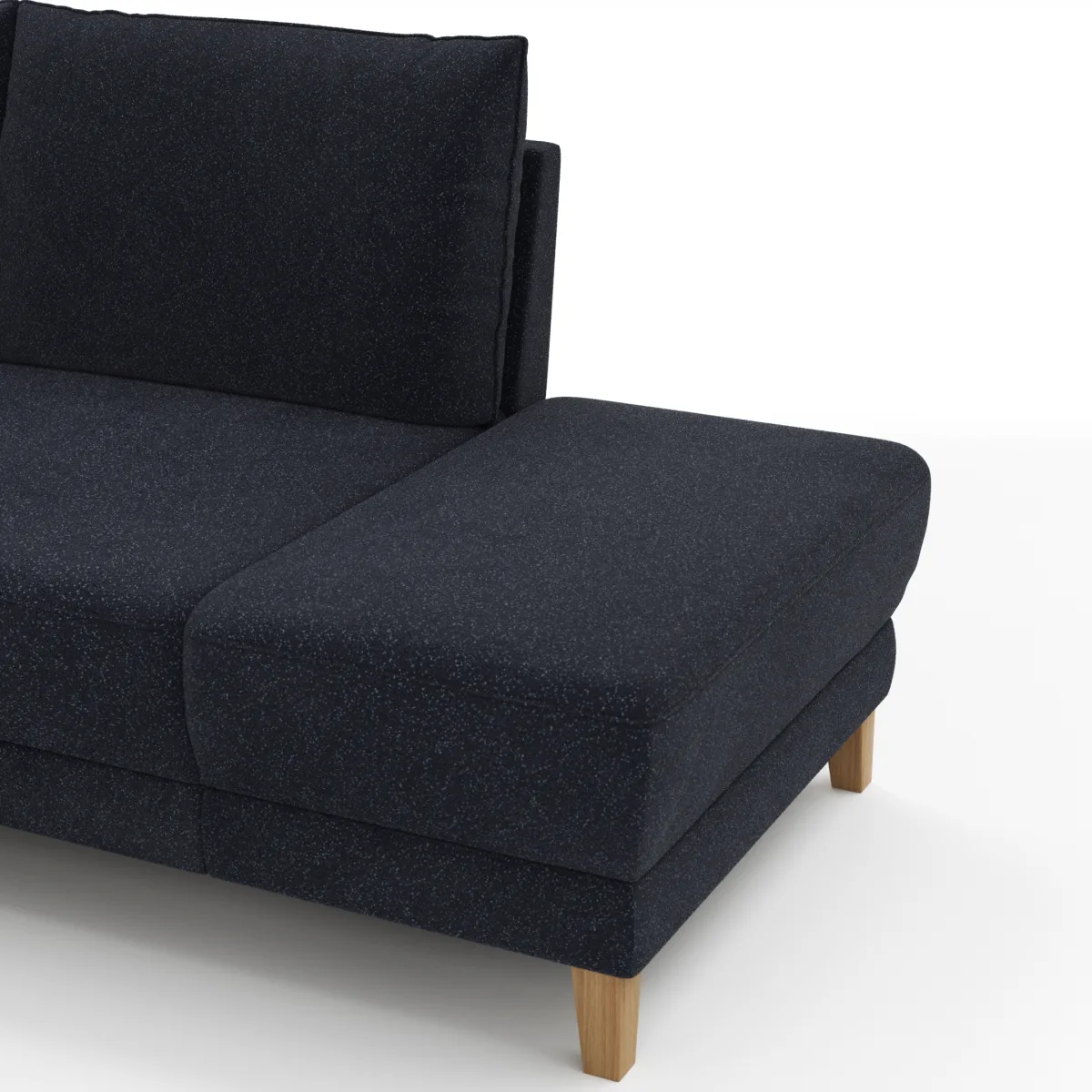 Sofa Stamford - 3,5-Sitzer, Bogen links mit Ecksofa 2-sitzig und Abschlusshocker Rechts, Stoff, Dunkelblau – Bild 3