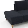 Sofa Stamford - Ecksofa 2-sitzig und Abschlusshocker links mit 3,5-Sitzer, Bogen rechts, Stoff, Dunkelblau – Bild 4