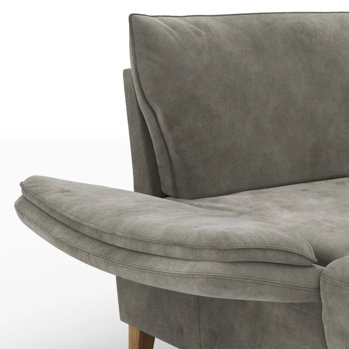 Sofa Stamford - inkl. Armlehne verstellbar und Kopfstütze, 3,5-Sitzer, Bogen links mit Ecksofa 2-sitzig und Abschlusshocker Rechts, Stoff, Anthrazit – Bild 4