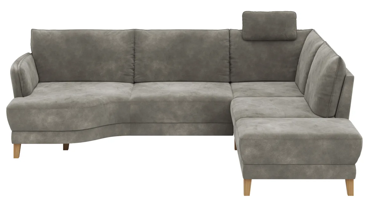 Sofa Stamford - inkl. Armlehne verstellbar und Kopfstütze, 3,5-Sitzer, Bogen links mit Ecksofa 2-sitzig und Abschlusshocker Rechts, Stoff, Anthrazit – Bild 2