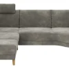 Sofa Stamford - inkl. Armlehne verstellbar und Kopfstütze, Ecksofa 2-sitzig und Abschlusshocker links mit 3,5-Sitzer, Bogen rechts, Stoff, Anthrazit – Bild 2