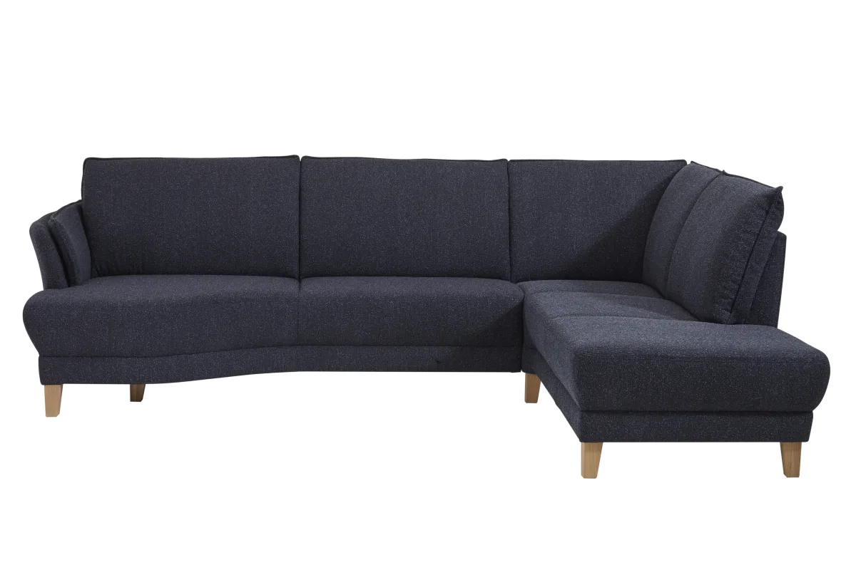 Sofa Stamford - inkl. Armlehne verstellbar, 3,5-Sitzer, Bogen links mit Ecksofa 2-sitzig und Abschlusshocker Rechts, Stoff, Dunkelblau – Bild 2