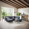 Sofa Stamford - inkl. Armlehne verstellbar, 3,5-Sitzer, Bogen links mit Ecksofa 2-sitzig und Abschlusshocker Rechts, Stoff, Dunkelblau – Bild 5