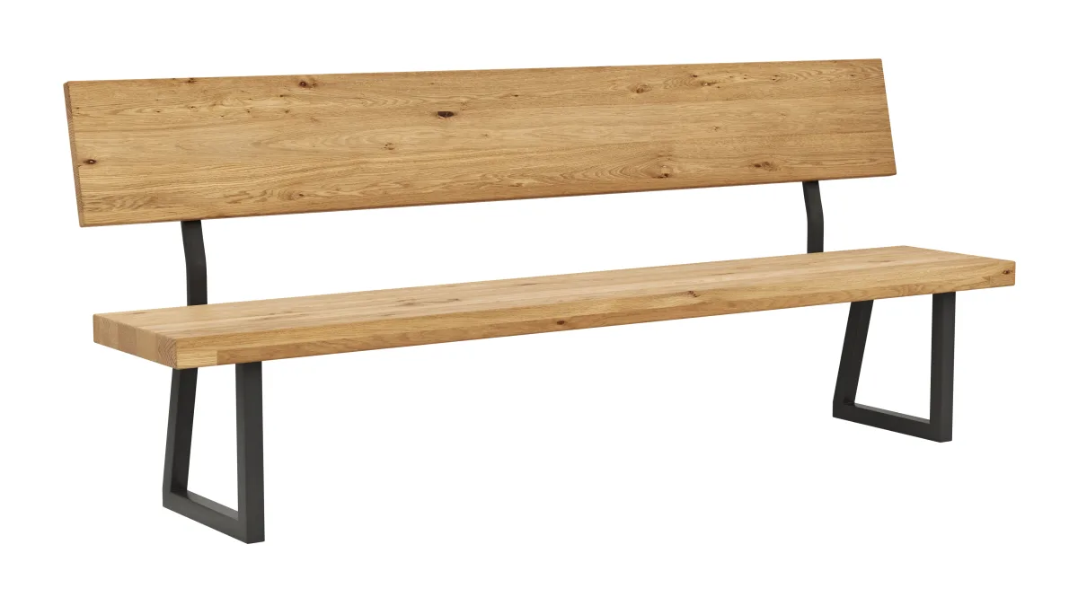 Holzbank Clifton - mit Rückenlehne, Breite ca. 220cm, Wildeiche massiv, natur – Bild 2