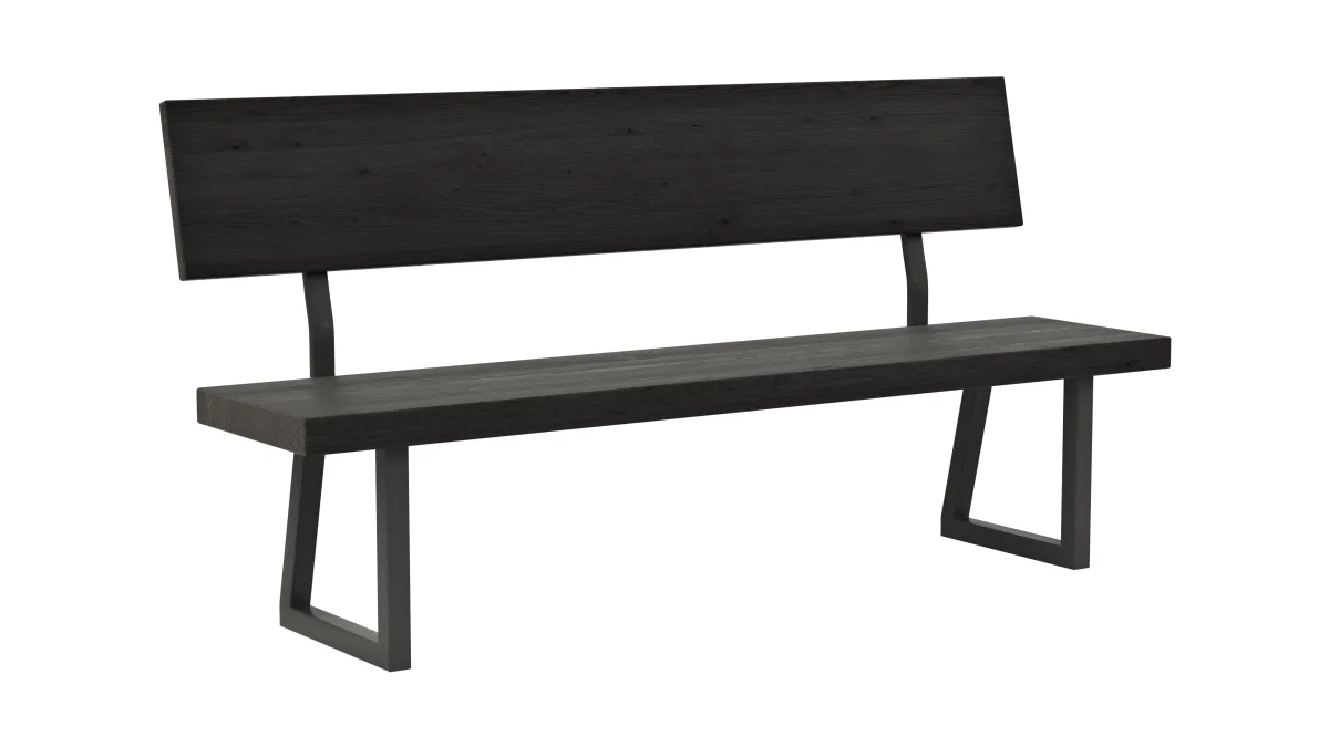Holzbank Clifton - mit Rückenlehne, Breite ca. 180cm, Zerreiche massiv, smoked – Bild 2