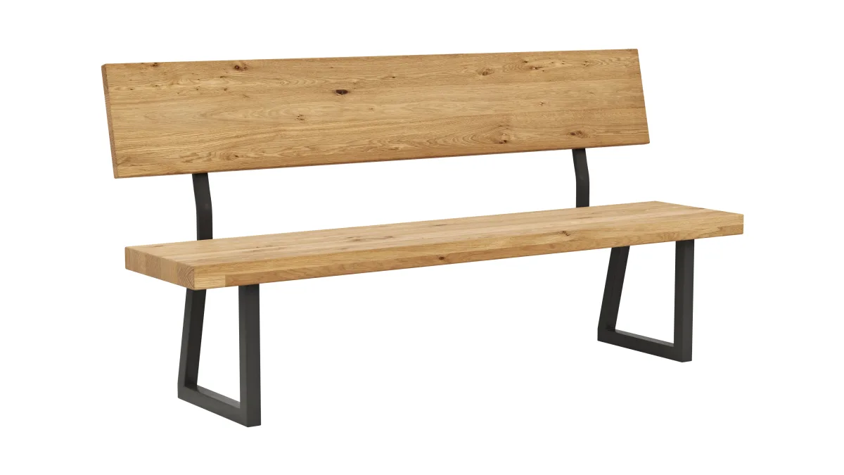 Holzbank Clifton - mit Rückenlehne, Breite ca. 180cm, Wildeiche massiv, natur – Bild 2