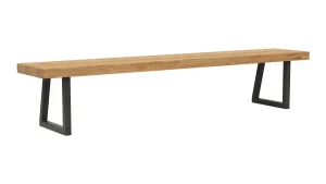 Alternative view of Holzbank Clifton - Breite ca. 220 cm, Zerreiche massiv, natur