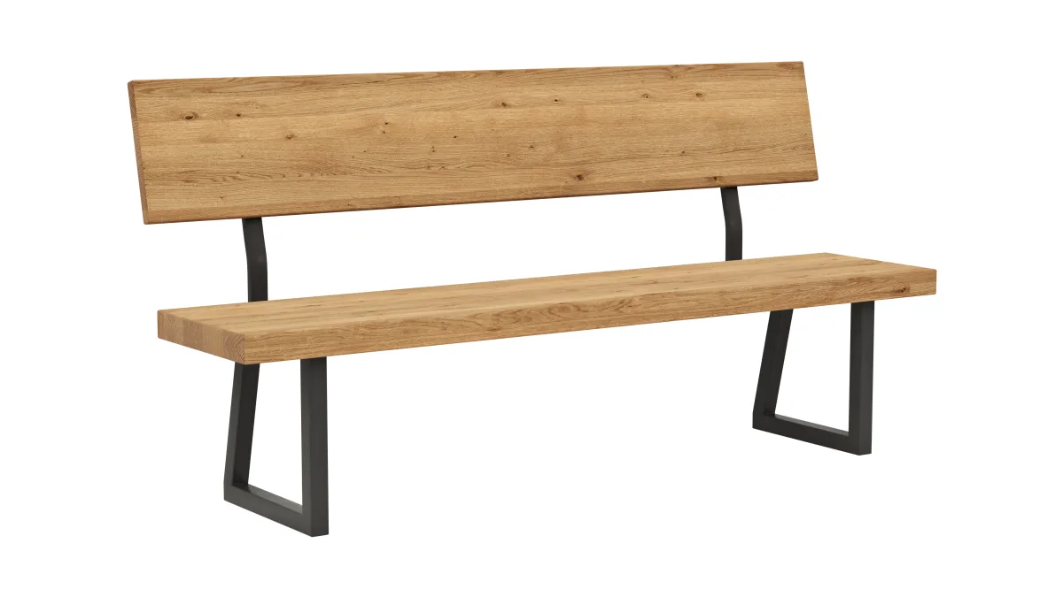 Holzbank Clifton - mit Rückenlehne, Breite ca. 180cm, Zerreiche massiv, natur – Bild 2