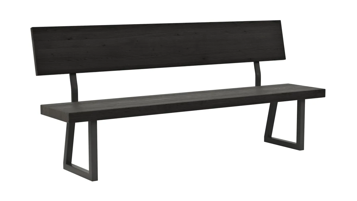 Holzbank Clifton - mit Rückenlehne, Breite ca. 200cm, Zerreiche massiv, smoked – Bild 2