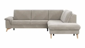 Alternative view of Ecksofa Tulsa KS - 2,5-Sitzer, Spitzecke und 1,5-Sitzer mit Anstellhocker rechts, Stoff, Graubeige