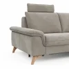 Ecksofa Tulsa KS - 2,5-Sitzer, Spitzecke und 1,5-Sitzer mit Anstellhocker aufklappbar rechts, inkl. Kopfstütze, AL verstellbar und Schlaffunktion, Stoff, Graubeige – Bild 3
