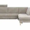 Ecksofa Tulsa KS - 2,5-Sitzer, Spitzecke und 1,5-Sitzer mit Anstellhocker aufklappbar rechts, inkl. Kopfstütze, AL verstellbar und Schlaffunktion, Stoff, Graubeige – Bild 2