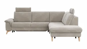 Alternative view of Ecksofa Tulsa KS - 2,5-Sitzer, Spitzecke und 1,5-Sitzer mit Anstellhocker aufklappbar rechts, inkl. Kopfstütze, AL verstellbar und Schlaffunktion, Stoff, Graubeige