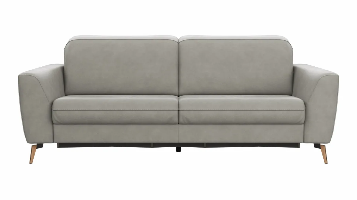 Sofa Tulsa KV - 3-Sitzer, inkl. Sitzvorzug (motorisch) und Kopfteilverstellung, Leder, Graubeige – Bild 2