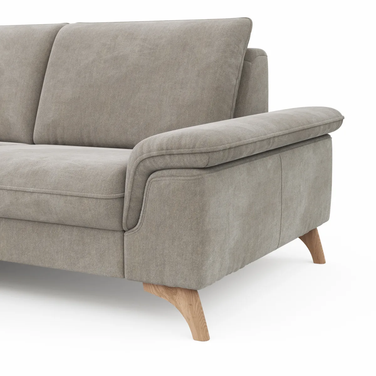 Ecksofa Tulsa KS - 1,5-Sitzer mit Anstellhocker links, Spitzecke und 2,5-Sitzer rechts, Stoff, Graubeige – Bild 4