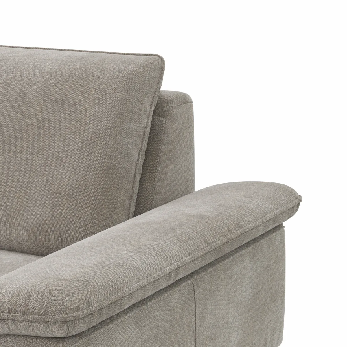 Ecksofa Tulsa KS - 1,5-Sitzer mit Anstellhocker links, Spitzecke und 2,5-Sitzer rechts, Stoff, Graubeige – Bild 3