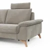 Ecksofa Tulsa KS - 1,5-Sitzer mit Anstellhocker aufklappbar links, Spitzecke und 2,5-Sitzer rechts, inkl. Kopfstütze, AL verstellbar und Schlaffunktion, Stoff, Graubeige – Bild 4