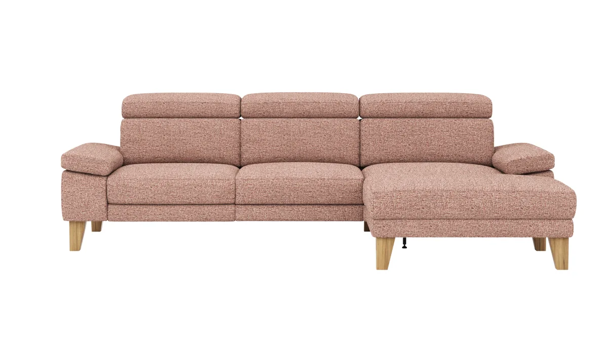 Ecksofa Hudson - 2,5-Sitzer mit Longchair rechts inkl. Kopfteil verstellbar, Stoff, Kupfer – Bild 2
