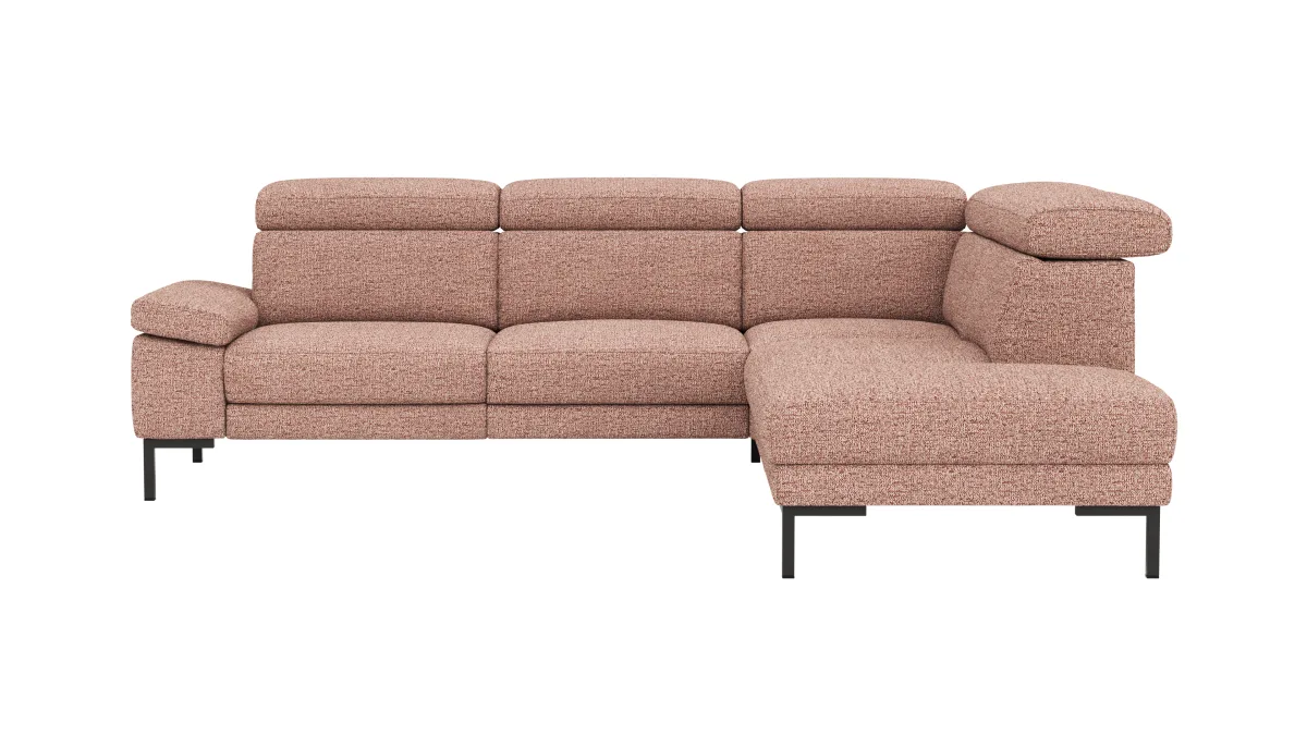 Ecksofa Hudson - 2,5-Sitzer mit Ecke rechts, inkl. Kopfteil verstellbar, Stoff, Kupfer – Bild 2