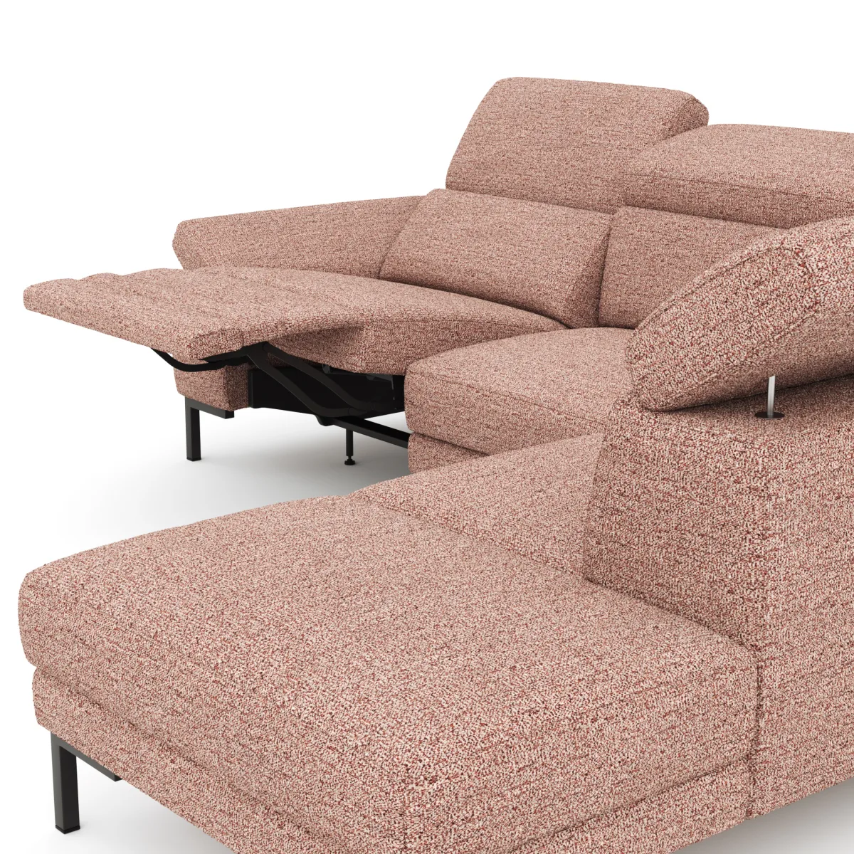 Ecksofa Hudson - 2,5-Sitzer mit Ecke rechts, inkl. Kopfteil/Armlehne verstellbar und Sitzvorzug/Relaxfunktion (motorisch), Stoff, Kupfer – Bild 3