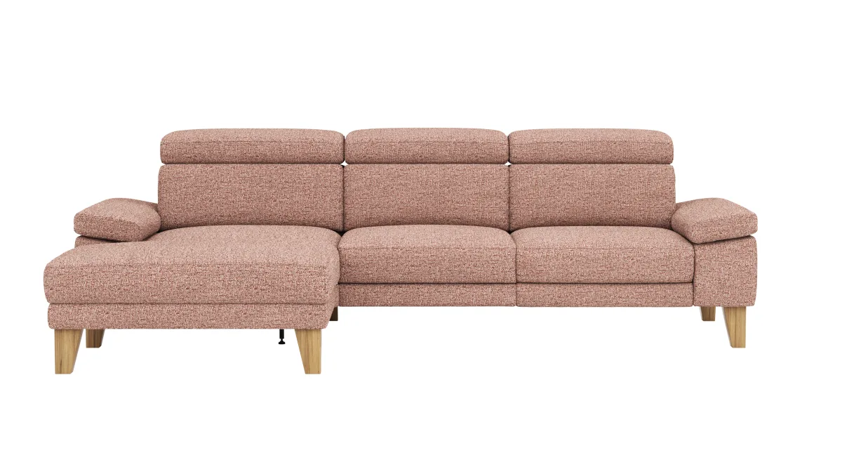 Ecksofa Hudson - Longchair links mit 2,5-Sitzer, inkl. Kopfteil verstellbar, Stoff, Kupfer – Bild 2