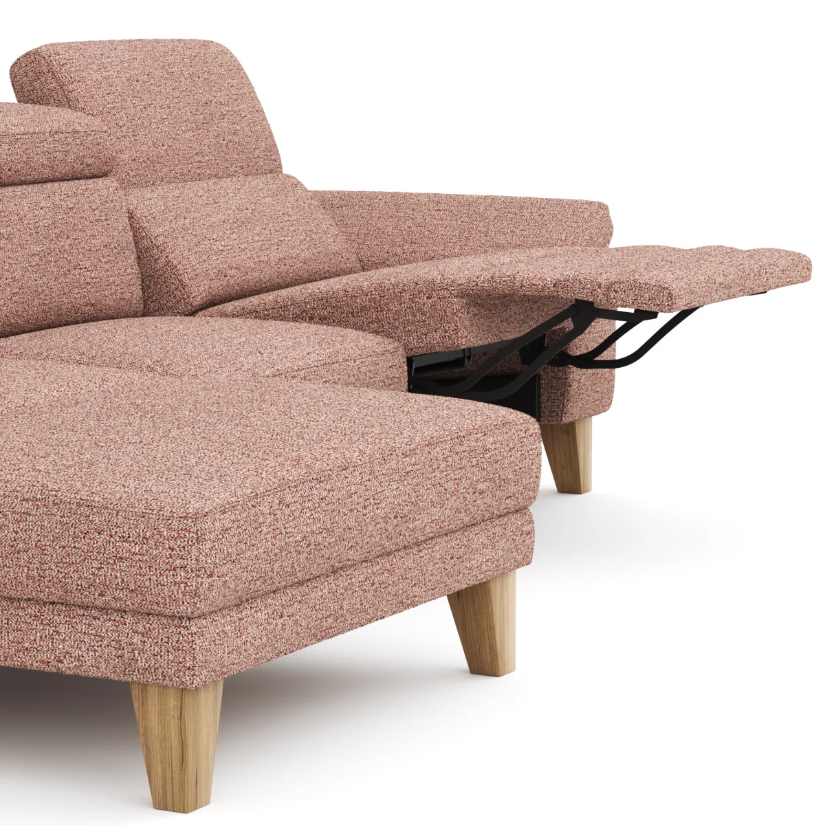 Ecksofa Hudson - Longchair links mit 2,5-Sitzer, inkl. Kopfteil/Armlehne verstellbar und Relaxfunktion (motorisch), Stoff, Kupfer – Bild 3