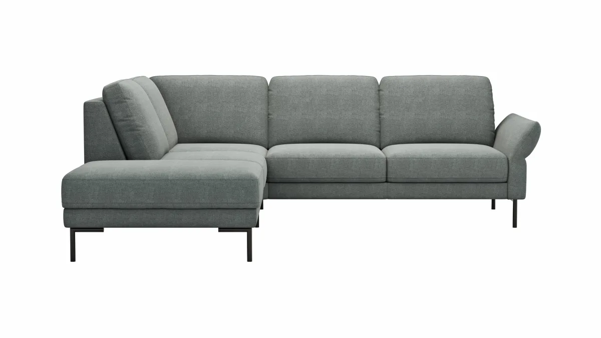 Ecksofa Rockport A - Ecke links mit 2,5-Sitzer rechts, inkl. Sitzauszug (motorisch) und Armlehne klappbar, Stoff, Eisblau – Bild 2