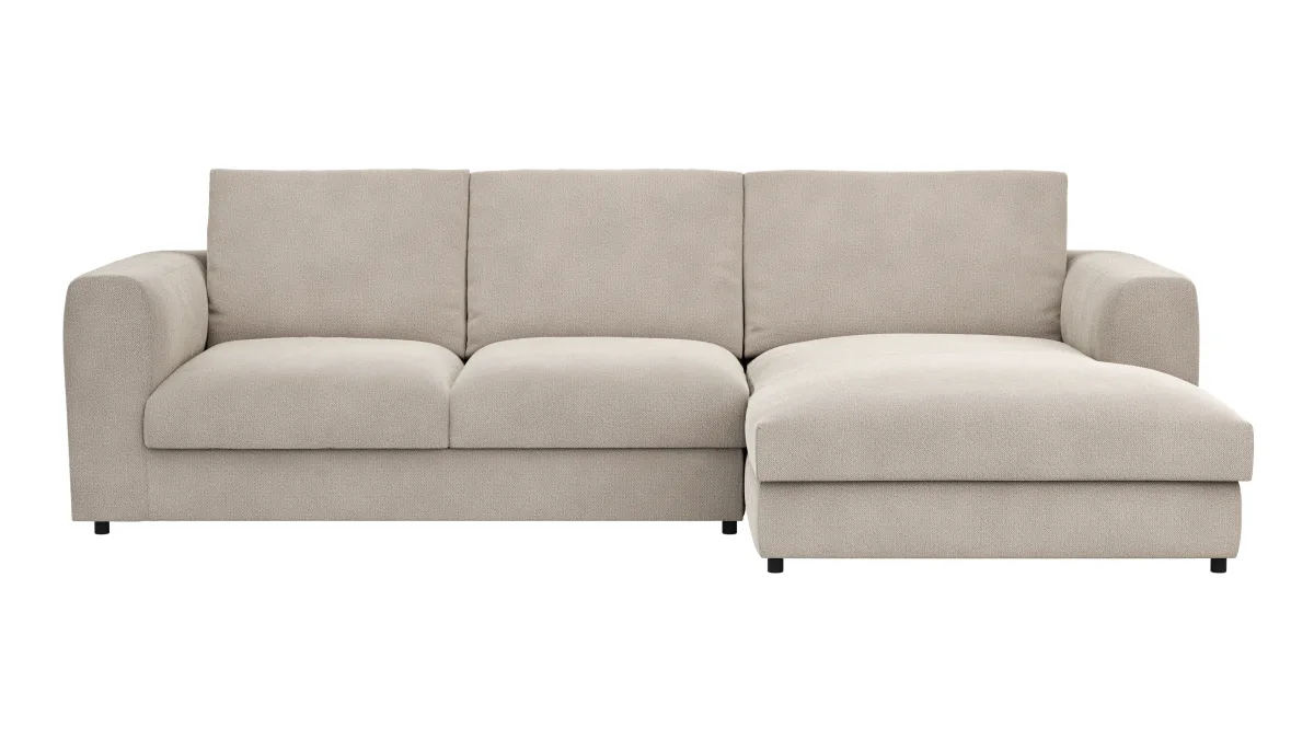 Ecksofa Stormy - 2,5-Sitzer mit Longchair rechts, Stoff, Creme – Bild 2