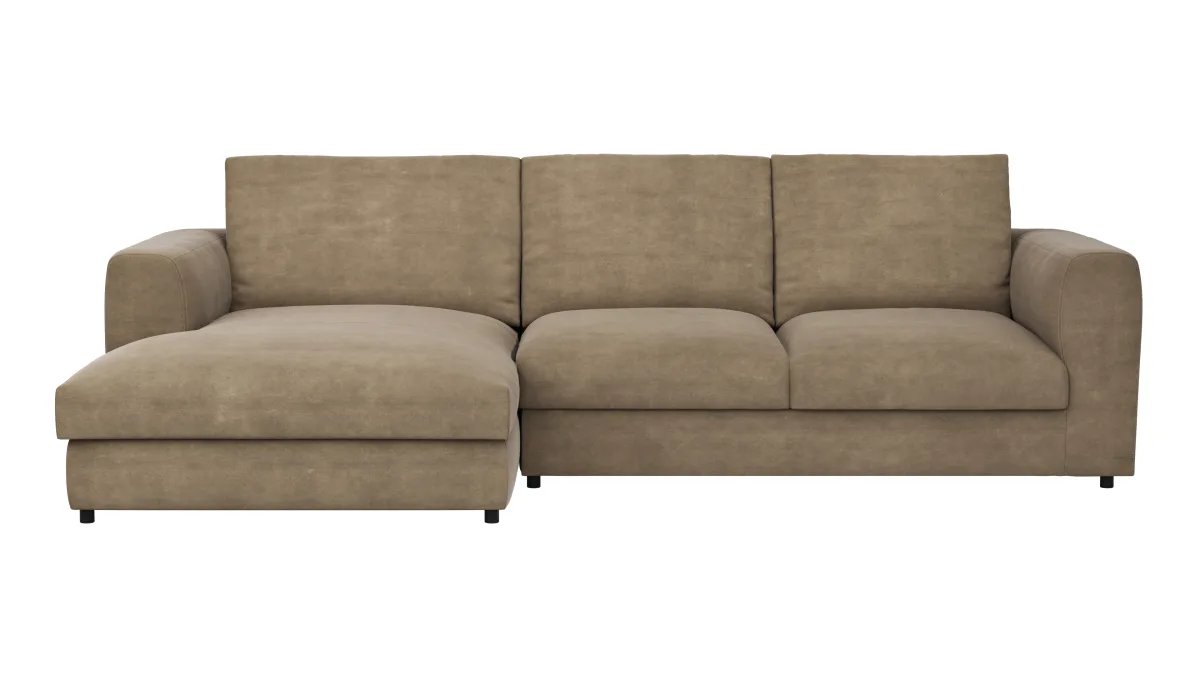 Ecksofa Stormy - Longchairs links mit 2,5-Sitzer, Stoff, Rauchbraun – Bild 2