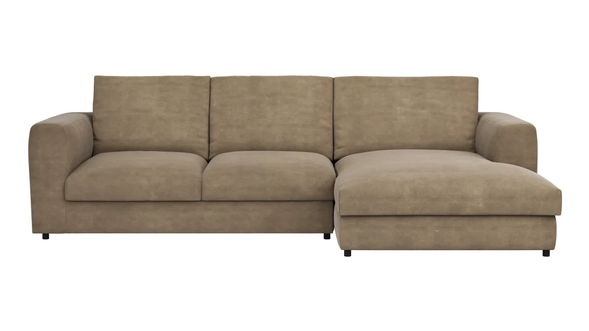 Ecksofa Stormy - 2,5-Sitzer mit Longchair rechts, Stoff, Rauchbraun – Bild 2
