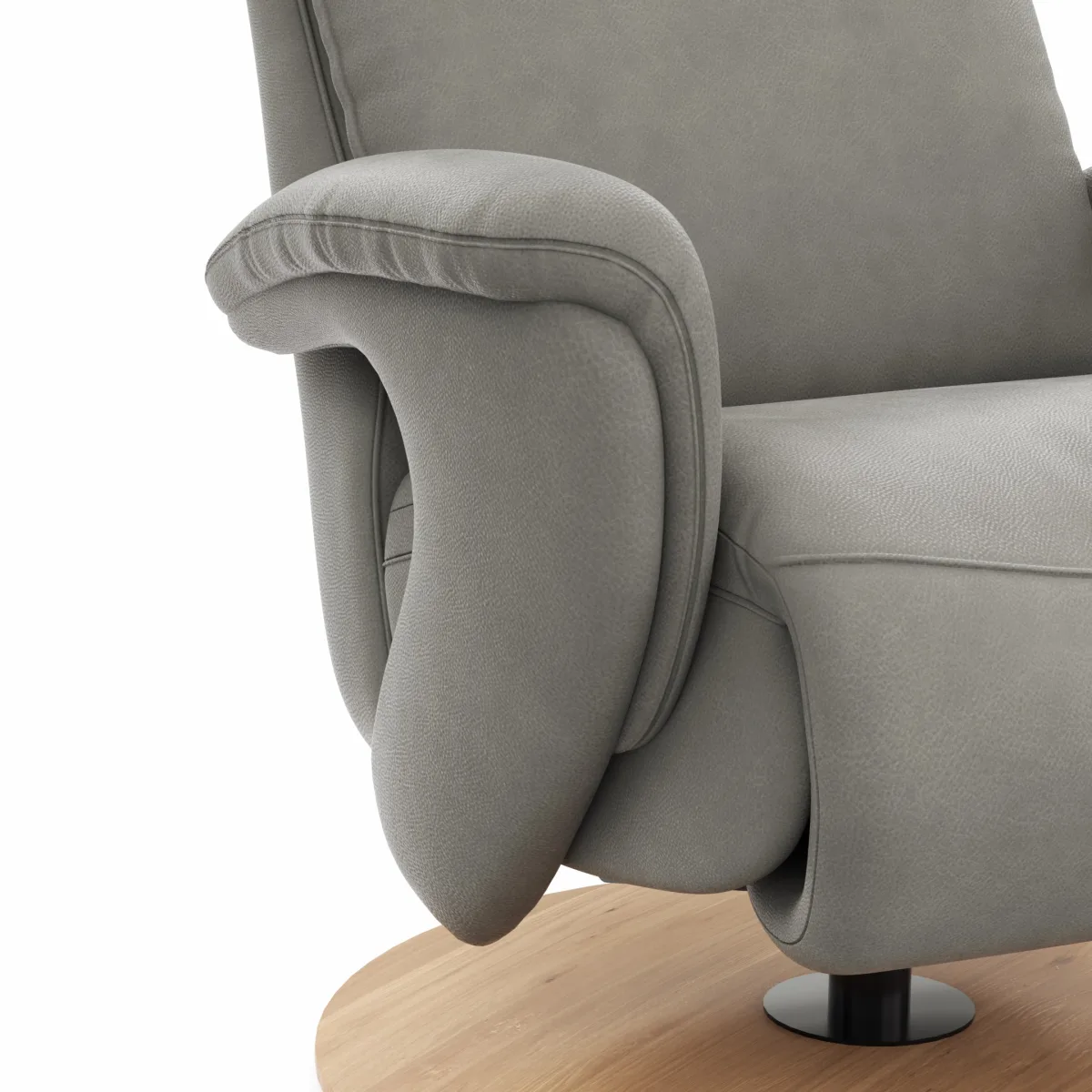 Sessel Tulsa Relax - Größe M, inkl. Kopf-/Fußteil/Rückenlehne verstellbar, Leder, Graubeige – Bild 4