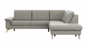 Alternative view of Ecksofa Tulsa KS - 2,5-Sitzer, Spitzecke und 1,5-Sitzer mit Anstellhocker rechts, Leder, Graubeige